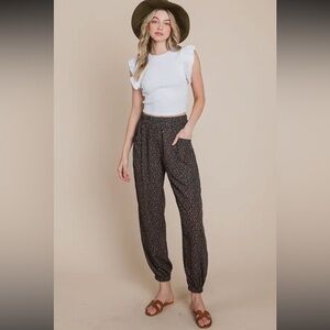 108 - Floral Print Women's Pants (Olive)